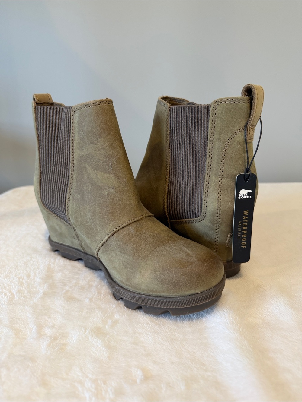 Sorel Olive Green Chelsea Waterproof Wedge Booties